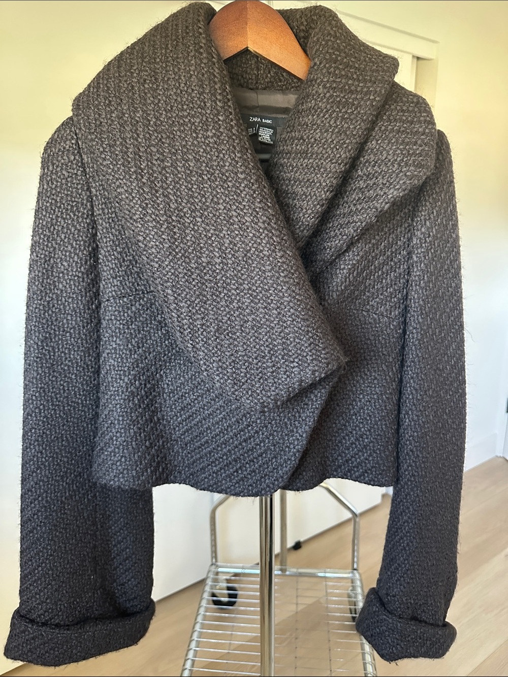 Zara Dark Chocolate Shawl-Collar Knit Cardigan